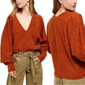 Free People Reverie V-Neck cotton blend Sweater S